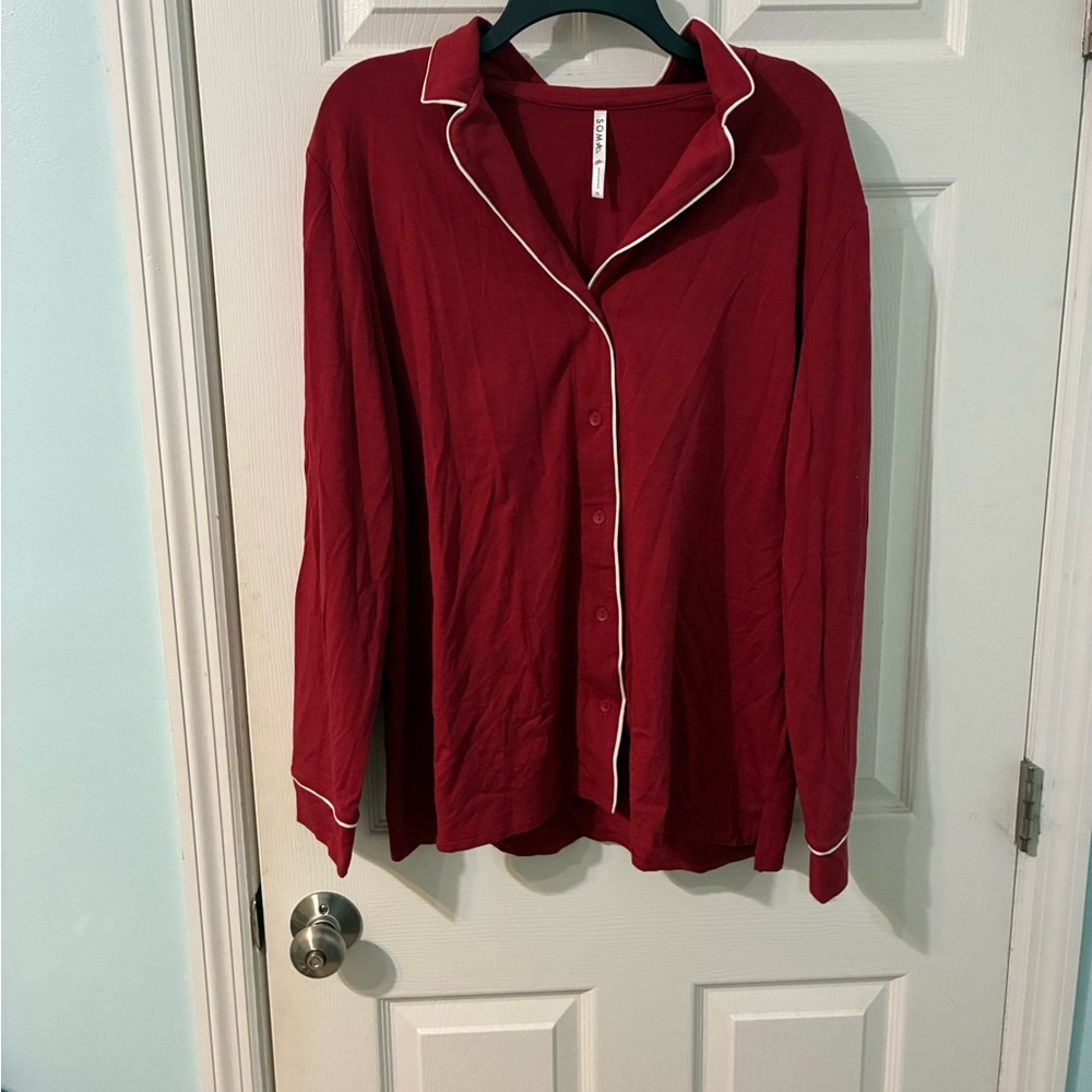 Soma Red Pajama Set with White Trim